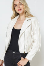 Load image into Gallery viewer, Faux Leather Moto Fringe Jacket
