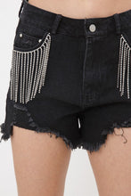 Load image into Gallery viewer, Frayed Rhinestone Denim Shorts
