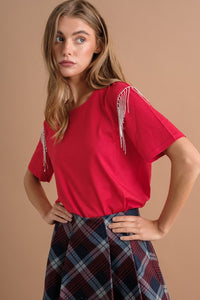 Rhinestone Fringe T Shirt