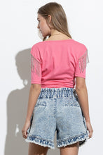 Load image into Gallery viewer, Rhinestone Fringe T Shirt
