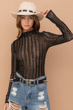 Load image into Gallery viewer, Metallic Star Stripe Mesh Top
