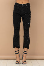 Load image into Gallery viewer, Studded Rhinestone Distressed Denim Jeans
