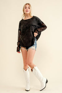 Star Printed Shoulder Sequin Top