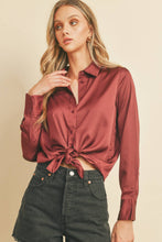 Load image into Gallery viewer, Wine Satin Blouse
