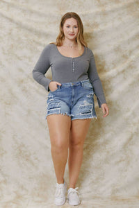 KanCan CURVY - High Rise Mom Shorts