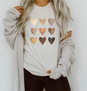 Watercolor Hearts Tee