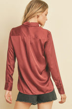 Load image into Gallery viewer, Wine Satin Blouse
