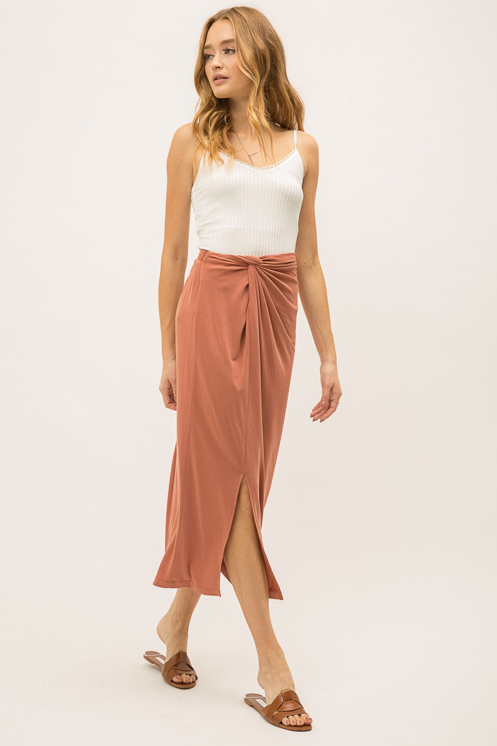 Apricot Midi Skirt