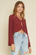 Load image into Gallery viewer, Merlot Bell Sleeve Top
