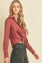 Load image into Gallery viewer, Wine Satin Blouse
