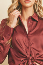 Load image into Gallery viewer, Wine Satin Blouse
