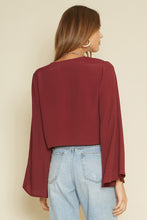 Load image into Gallery viewer, Merlot Bell Sleeve Top
